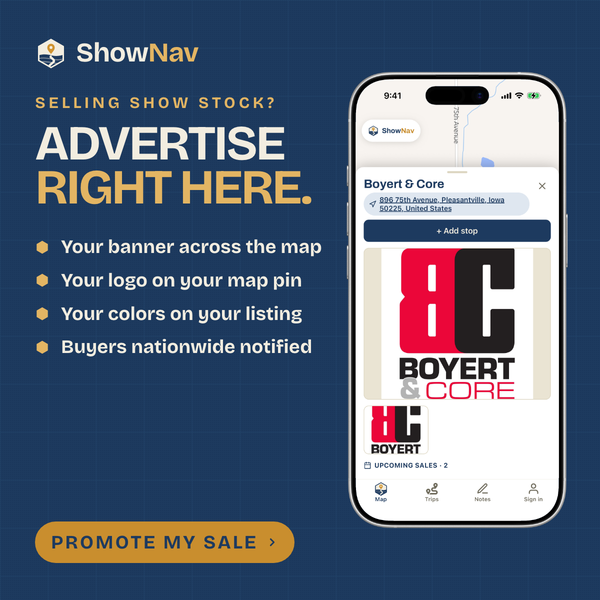 Selling show stock? Advertise right here on ShowNav.